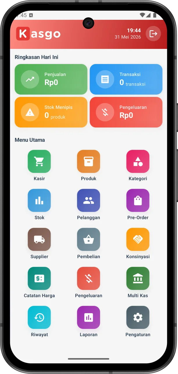 Tampilan aplikasi Kasgo Cell